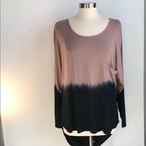 Venus XL Hi/Lo Ombré Tunic top black/dusty rose